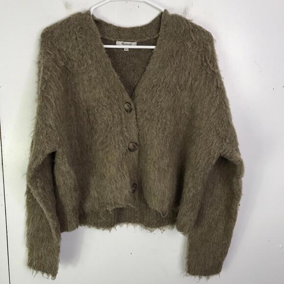 Madewell Sweaters - Madewell Sweater Cardigan Womens Small Cropped V Neck Button Up Eyelash Brushed